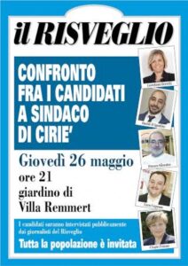 Questa sera il nostro “faccia a faccia” con i candidati a sindaco di Ciriè