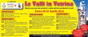 Ceres, via all’expo ” Le Valli in Vetrina, dal 22 al 25 aprile